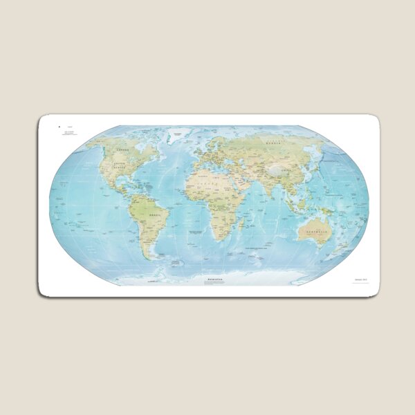 Physical Map of the World 2015 Magnet
