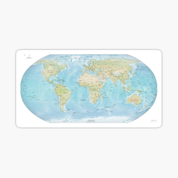 Physical Map of the World 2015 Sticker