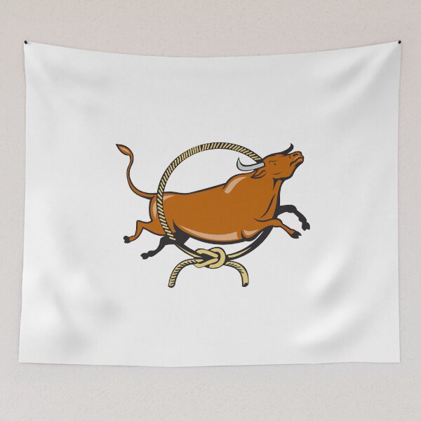 Item preview, Texas Longhorn Red Bull Jumping Lasso Cartoon designed and sold by patrimonio.