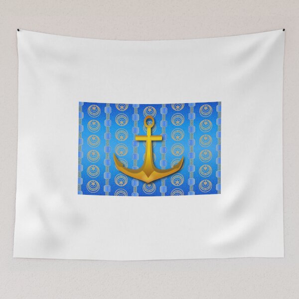 Item preview, Gold Anchor Cerulean Blue designed and sold by moondreamsmusic.