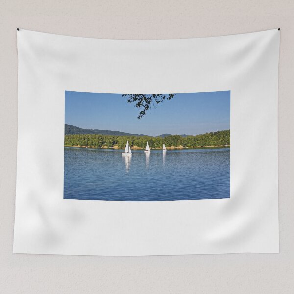 Item preview, Three white sailing boat on Solina Lake designed and sold by Claraveritas.