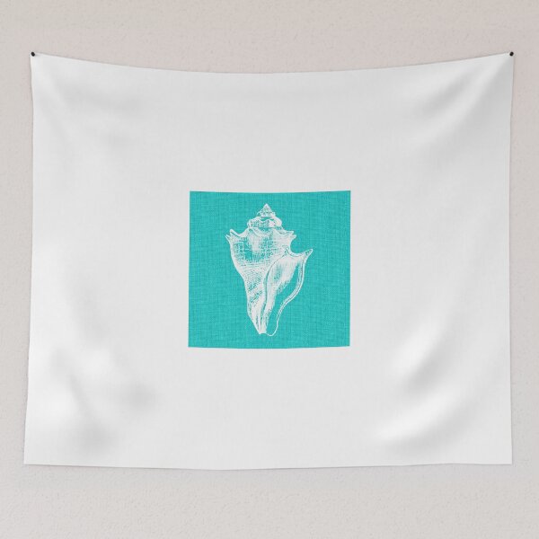 Item preview, Aqua Blue with White Seashell designed and sold by Greenbaby.