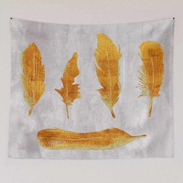 Item preview, Gold Ombre Feathers, Gray watercolor, golden brown designed and sold by Glimmersmith.