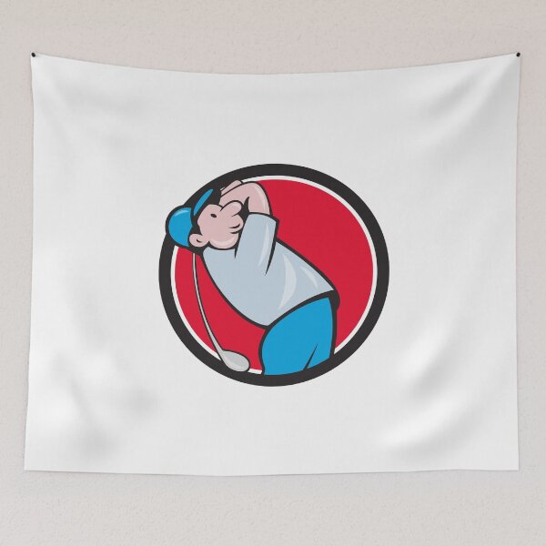 Artikelvorschau, Golfer Swinging Club Kreis Cartoon entworfen und verkauft von patrimonio.