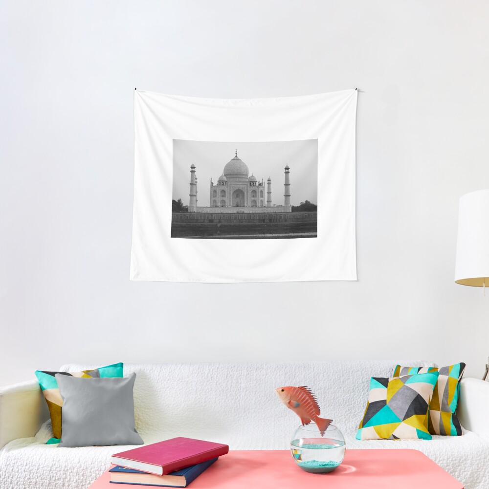 Taj Mahal in black and white Tapestry