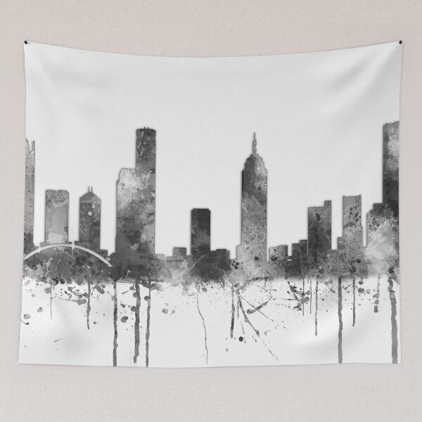Item preview, Melbourne, Victoria Skyline - B&W designed and sold by Marlene Watson-Hall.