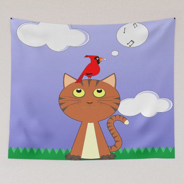 Item preview, cat and birds singing designed and sold by Desenatorul1976.