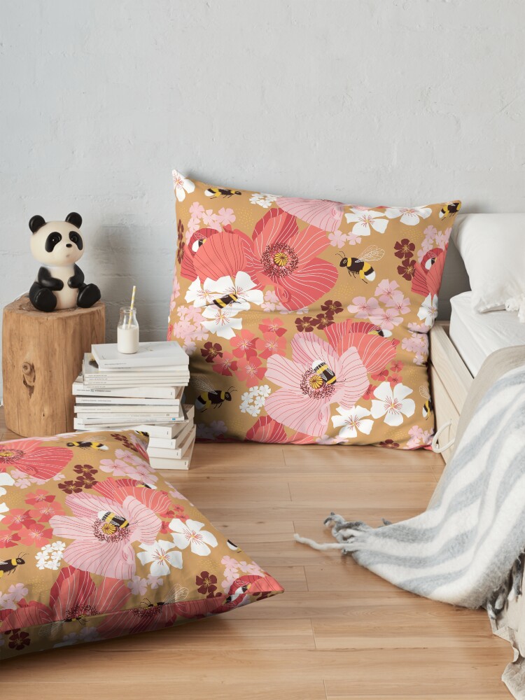 Alternate view of Bumblebees and pollen Floor Pillow