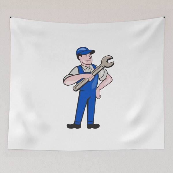 Aperçu de l'œuvre Mechanic Pointing Spanner Wrench Isolated Cartoon créée et vendue par patrimonio.
