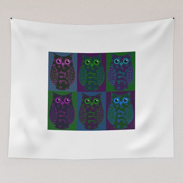 Item preview, Blue, Green, & Purple Floral Owls Patchwork designed and sold by shaneisadragon.