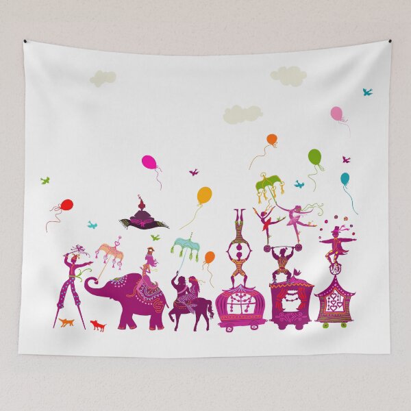 Item preview, colorful circus carnival traveling in one row on white background designed and sold by nuanz.