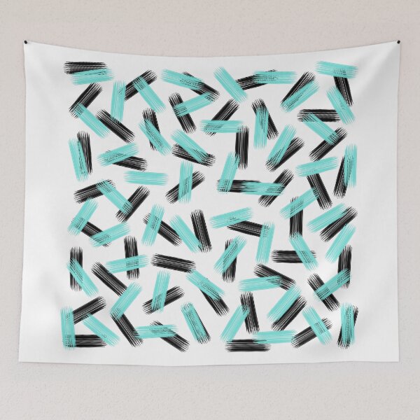 Item preview, Elegant Black & Aqua Brushstroke Pattern designed and sold by Blkstrawberry.