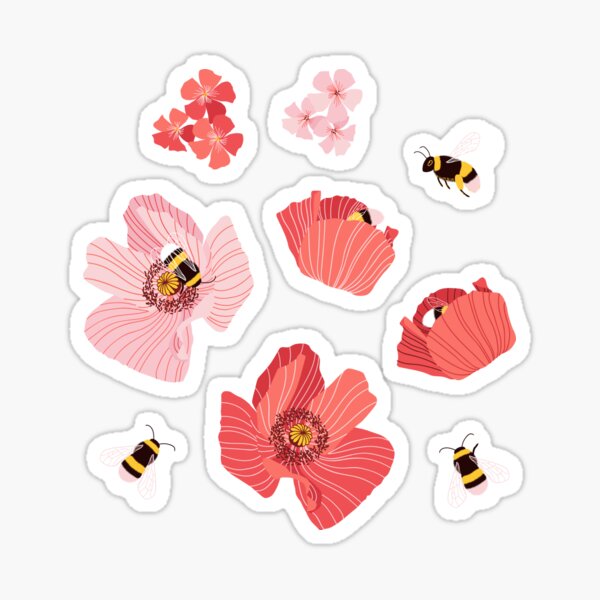 Bumblebees and pollen (with stickers) Sticker