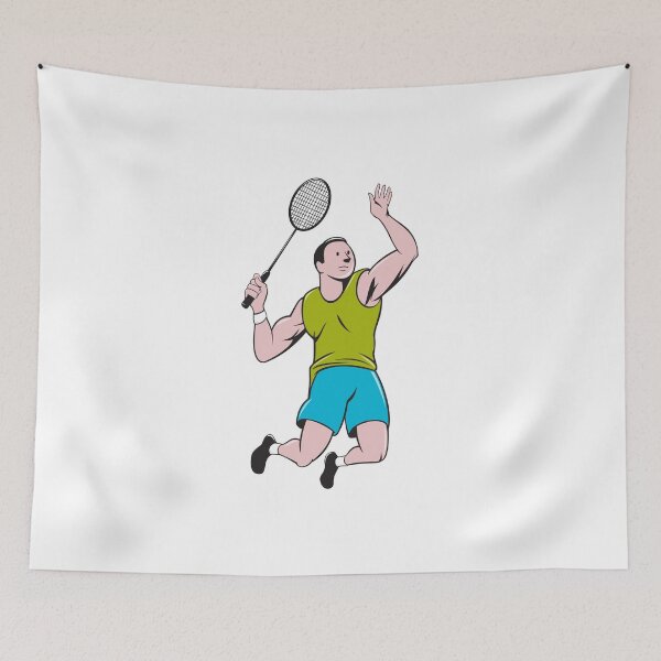 Item preview, Badminton Player Racquet Striking Cartoon designed and sold by patrimonio.