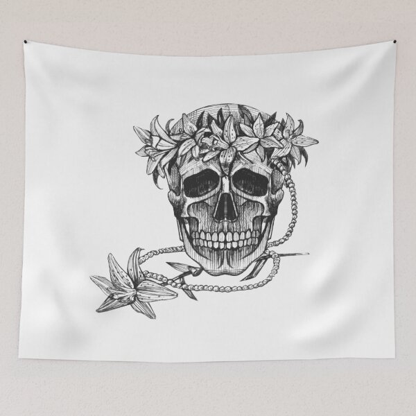 Item preview, Pirate skull with flowers wreath designed and sold by Mehendra.