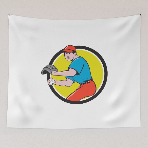 Item preview, Baseball Player OutFielder Throwing Ball Circle Cartoon designed and sold by patrimonio.