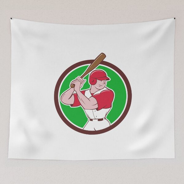 Item preview, Baseball Player Batting Stance Circle Cartoon designed and sold by patrimonio.