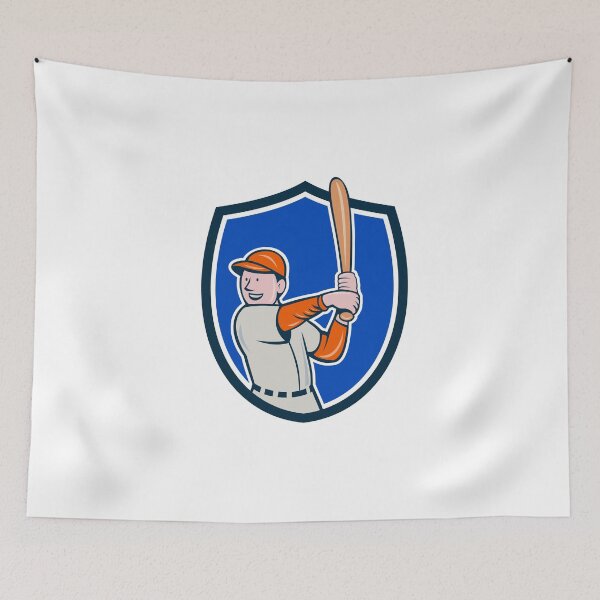 Item preview, Baseball Player Batting Stance Crest Cartoon designed and sold by patrimonio.
