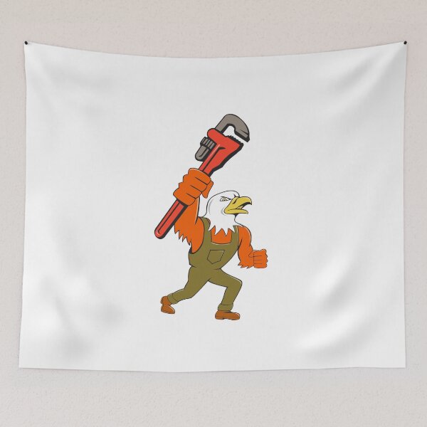 Item preview, Bald Eagle Plumber Monkey Wrench Cartoon designed and sold by patrimonio.