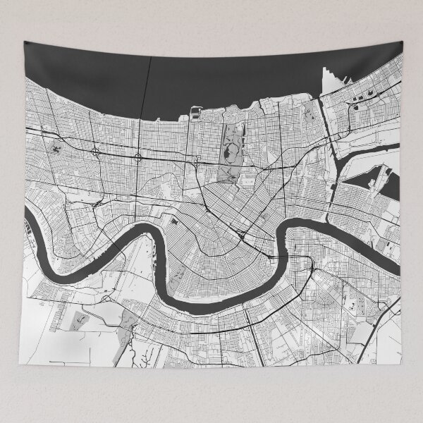 Item preview, New Orleans Map Gray designed and sold by HubertRoguski.