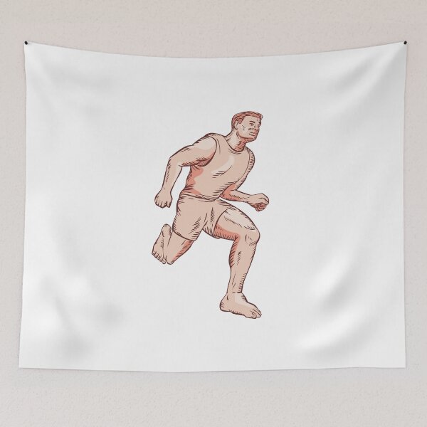 Item preview, Barefoot Runner Running Marathon Etching designed and sold by patrimonio.