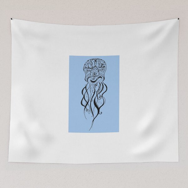 Item preview, Pastel Blue Jellyfish Mandala designed and sold by inklingsbyellie.