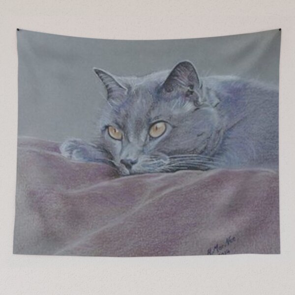Item preview, British blue shorthair cat relaxing. designed and sold by glenshee.