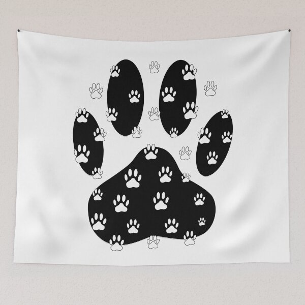 Item preview, White Paws All Over Black Paw Print designed and sold by Almdrs.