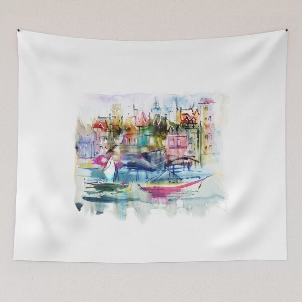Item preview, Watercolor illustration. Town. designed and sold by Teni.
