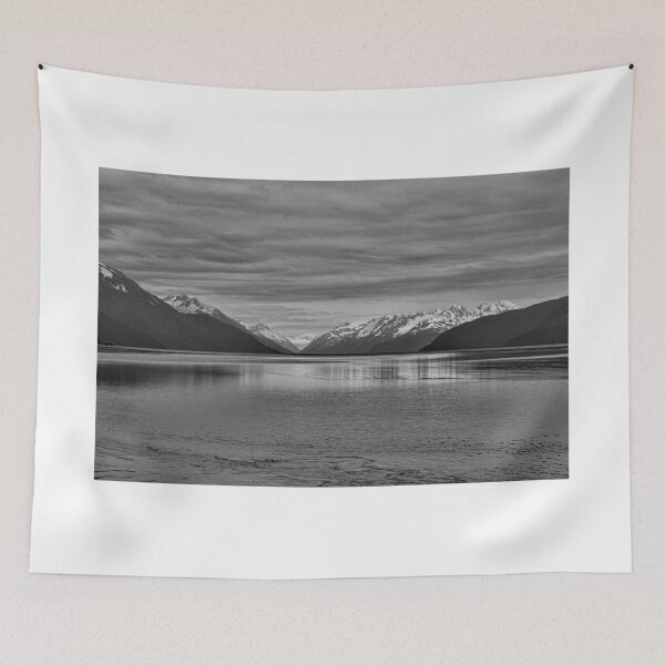 Item preview, B/W Snow-capped Mountains and Gulf of Alaska designed and sold by ADM Photography.