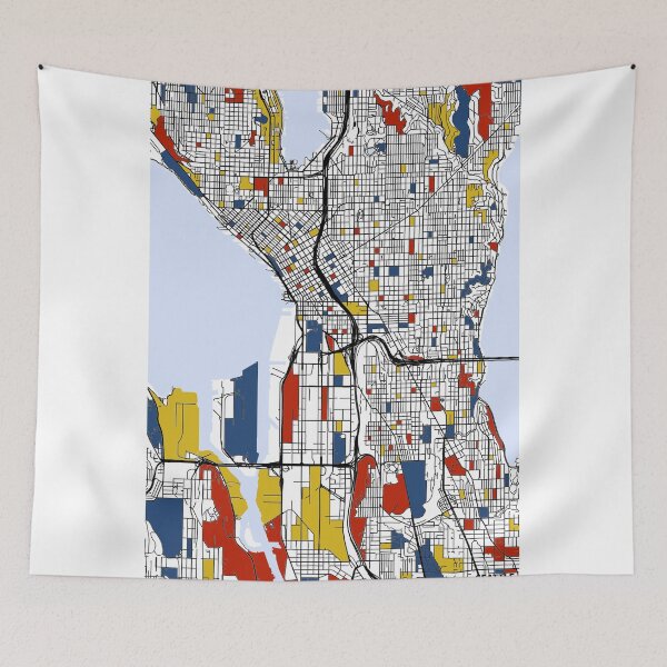 Item preview, Seattle Mondrian map designed and sold by mondrianmaps.