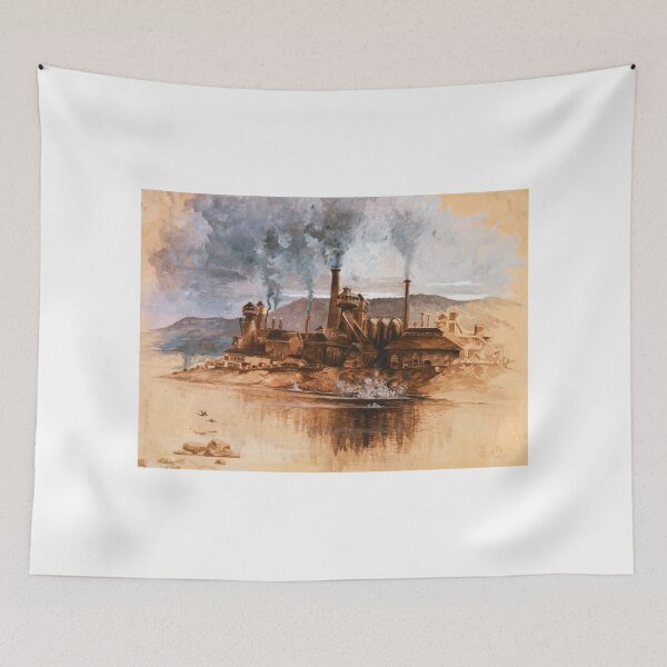 Item preview, Vintage Steam Industrial Steel Mill Illustration designed and sold by Vintage Designs +.
