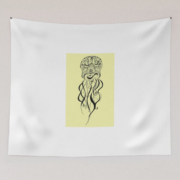 Item preview, Pastel Yellow Jellyfish Mandala designed and sold by inklingsbyellie.