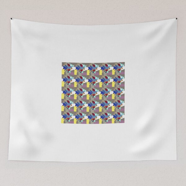 Item preview, Vibrant Crystal Cluster Blue Burgundy on Yellow Stripe - Jenny Meehan  designed and sold by Jenny Meehan Art Prints and Patterns  .