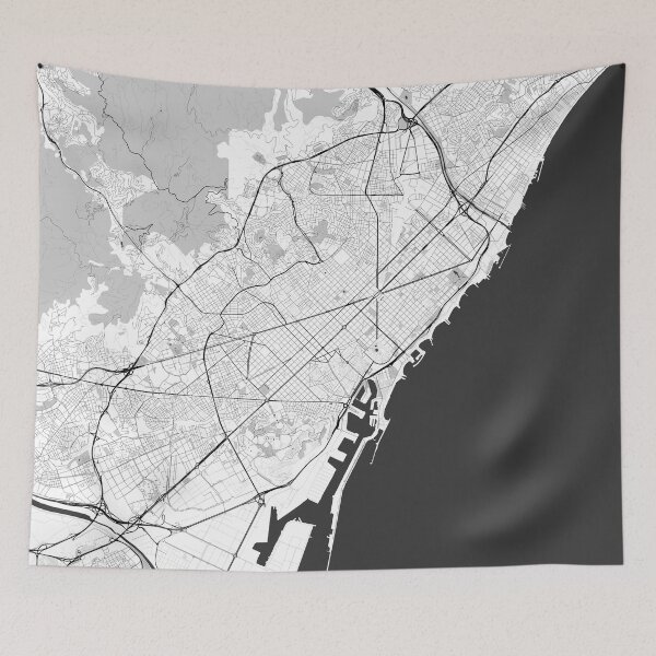 Item preview, Barcelona Map Gray designed and sold by HubertRoguski.