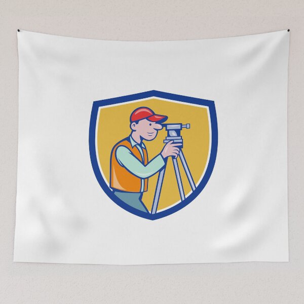 Item preview, Surveyor Geodetic Engineer Theodolite Shield Cartoon designed and sold by patrimonio.