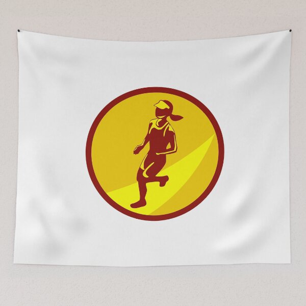 Item preview, Female Marathon Runner Circle Retro designed and sold by patrimonio.