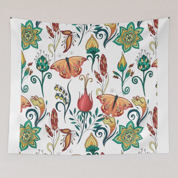 Item preview, Floral pattern with butterflies designed and sold by JuliaBadeeva.