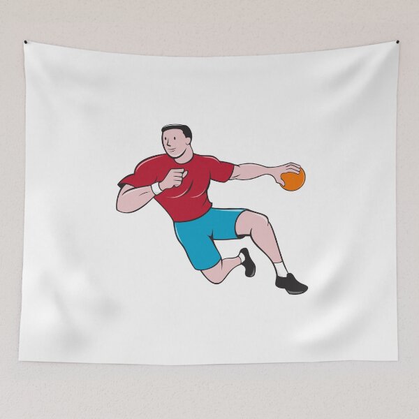 Item preview, Handball Player Throwing Ball Cartoon designed and sold by patrimonio.