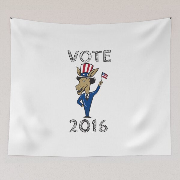 Item preview, Vote 2016 Democrat Donkey Mascot Flag Cartoon designed and sold by patrimonio.