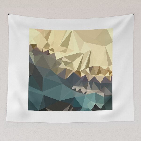 Item preview, Ecru Brown Blue Abstract Low Polygon Background designed and sold by retrovectors.