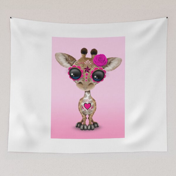 Item preview, Pink Day of the Dead Sugar Skull Baby Giraffe designed and sold by JeffBartels.