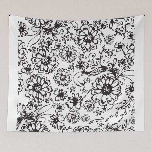 Item preview, Black and White Floral Fantasy designed and sold by Thomas Terceira.
