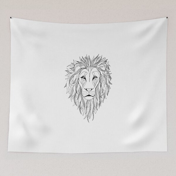 Item preview, patterned lion ink drawing designed and sold by AmandaRuthArt.
