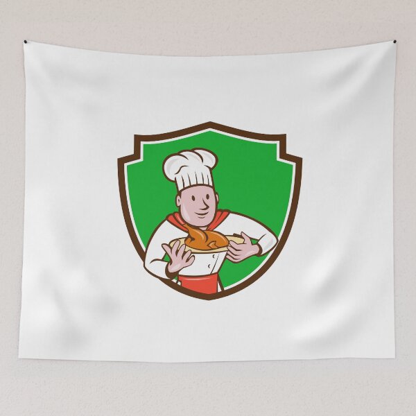 Item preview, Chef Cook Roast Chicken Dish Crest Cartoon designed and sold by patrimonio.