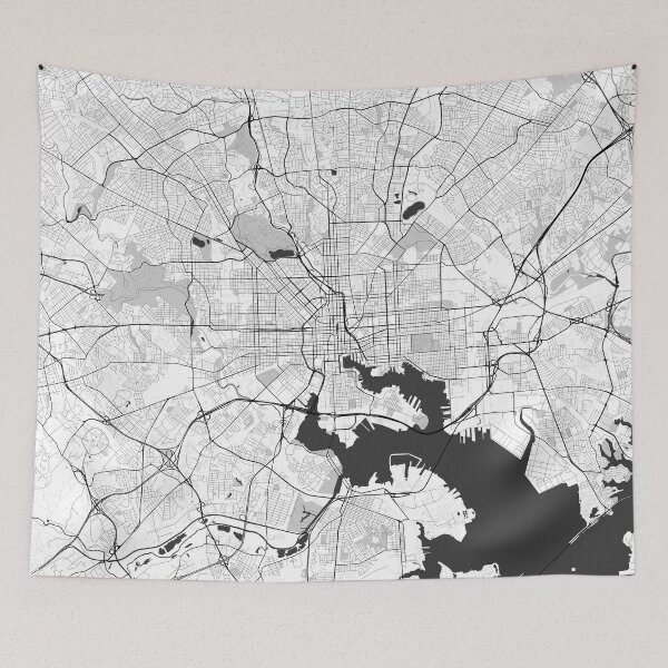 Item preview, Baltimore Map Gray designed and sold by HubertRoguski.