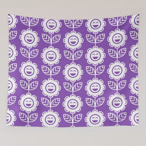 Aperçu de l'œuvre Light Purple Fun Smiling Cartoon Flowers créée et vendue par ImageNugget.