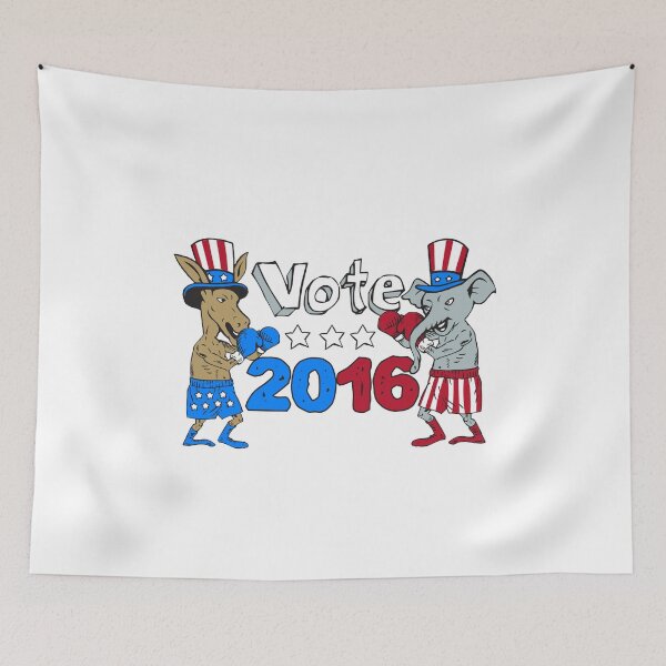 Item preview, Vote 2016 Donkey Boxer and Elephant Mascot Cartoon designed and sold by patrimonio.