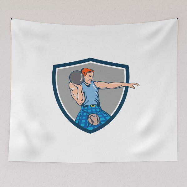 Item preview, Highland Games Stone Put Throw Crest Retro designed and sold by patrimonio.