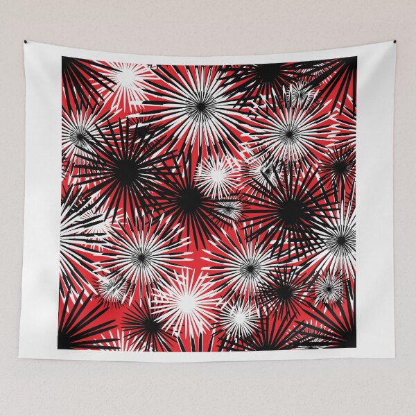 Item preview, black and white firecracker floral designed and sold by debrisnyc.